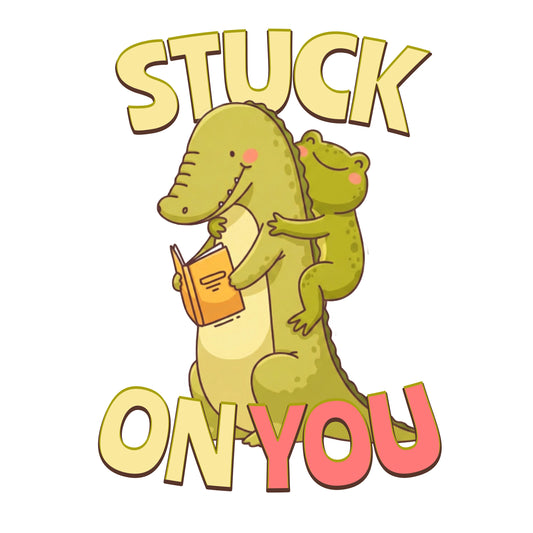 Unisex t-shirt featuring [DESCRIBE DESIGN] and "STUCK ON YOU" text - Funny anniversary gift idea