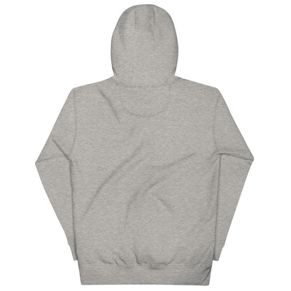 Carbon Grey unisex hoodie featuring winking Santa Claus face and "I Work 1 Day" text