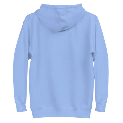 Carolina Blue unisex hoodie featuring repeating Beluga cat faces and "DUPLICAT" text