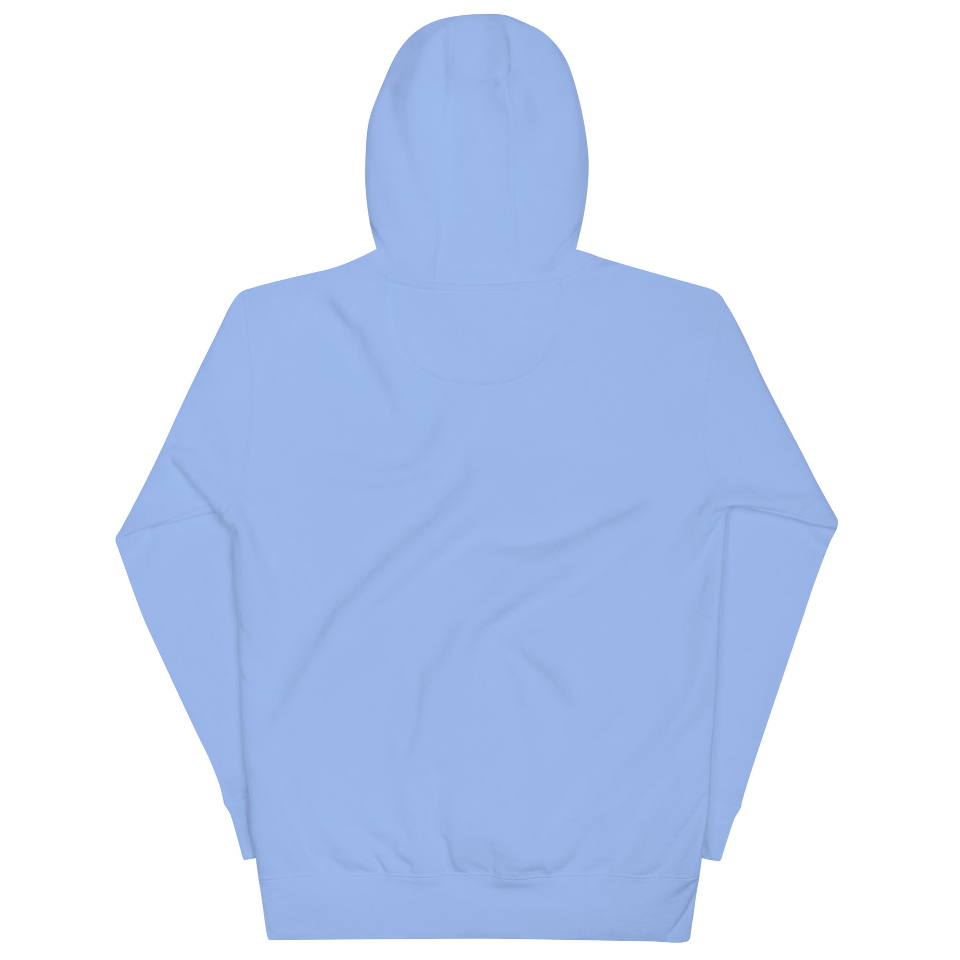 Carolina Blue unisex hoodie featuring winking Santa Claus face and "I Work 1 Day" text