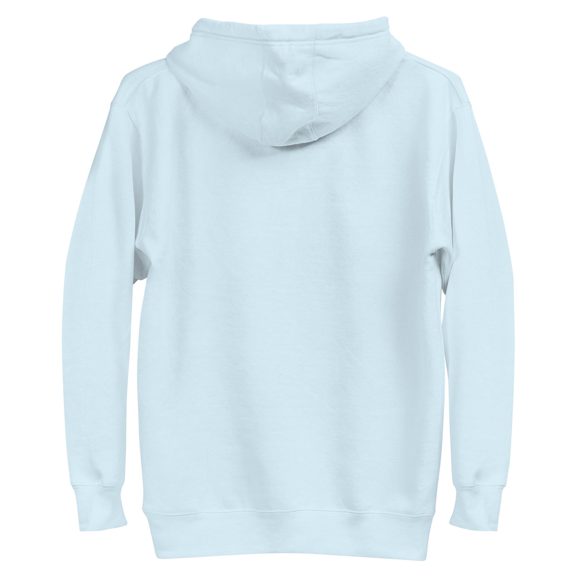 Sky Blue unisex hoodie featuring repeating Beluga cat faces and "DUPLICAT" text