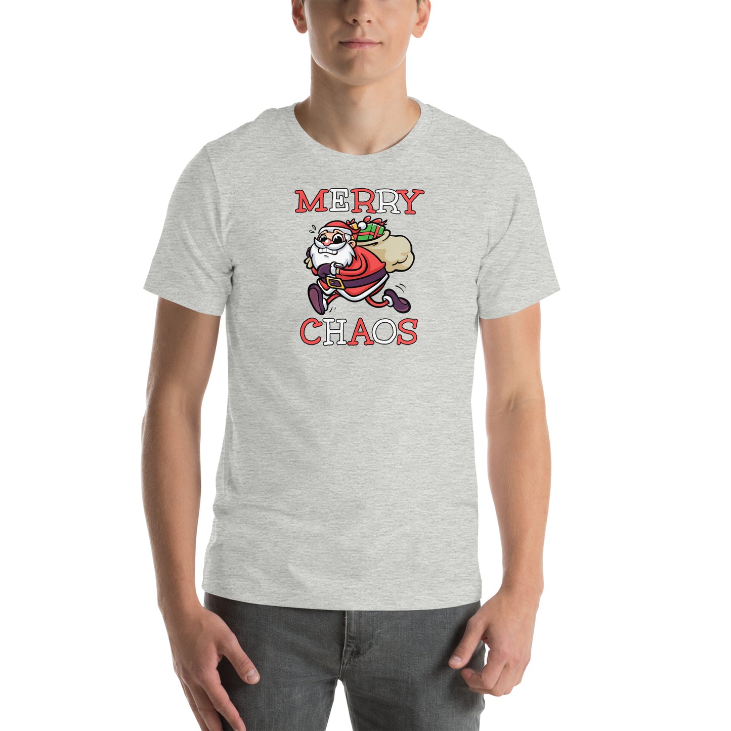 Comfortable holiday t-shirt gift idea - Panicked Santa meme shirt