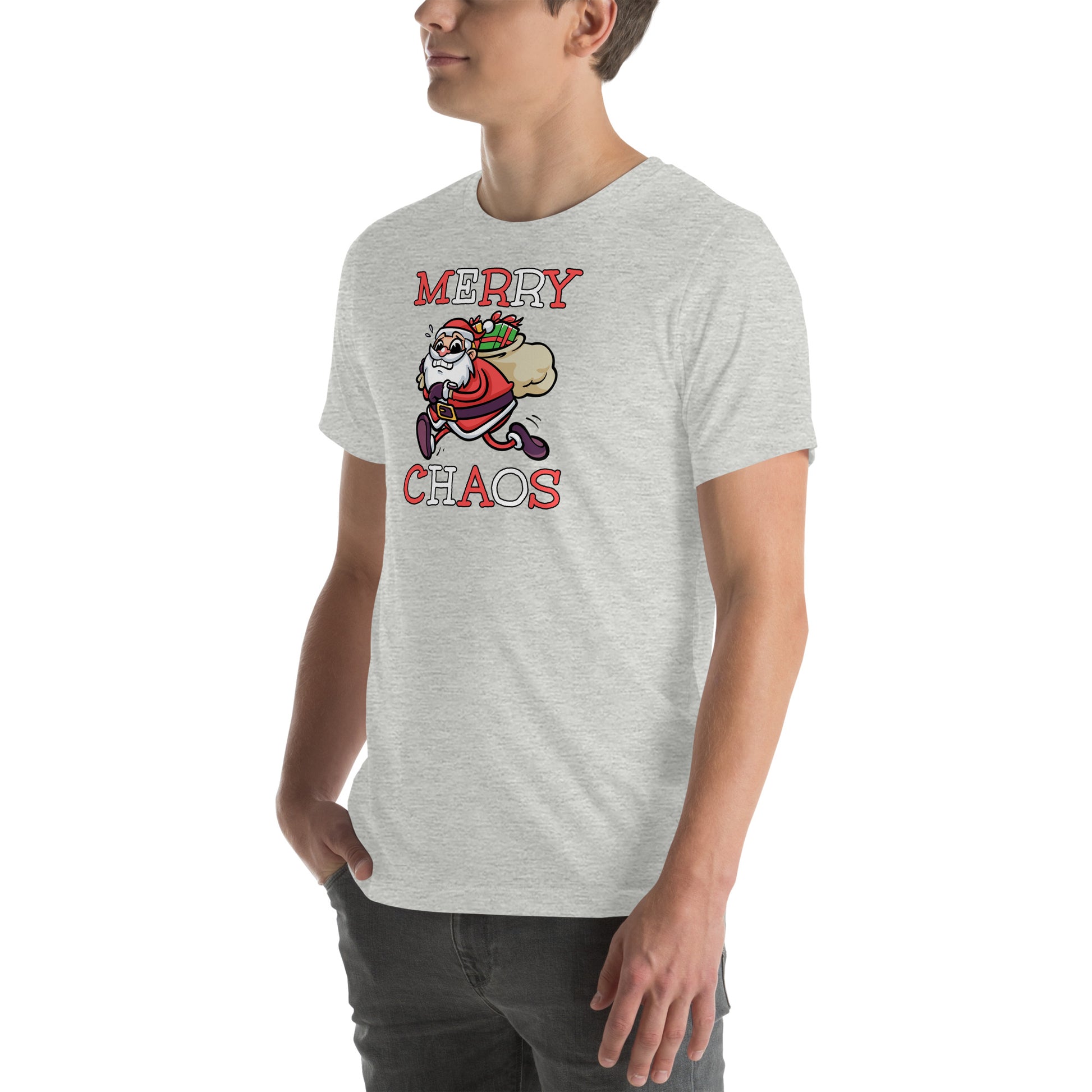 Comfortable holiday t-shirt gift idea - Panicked Santa meme shirt