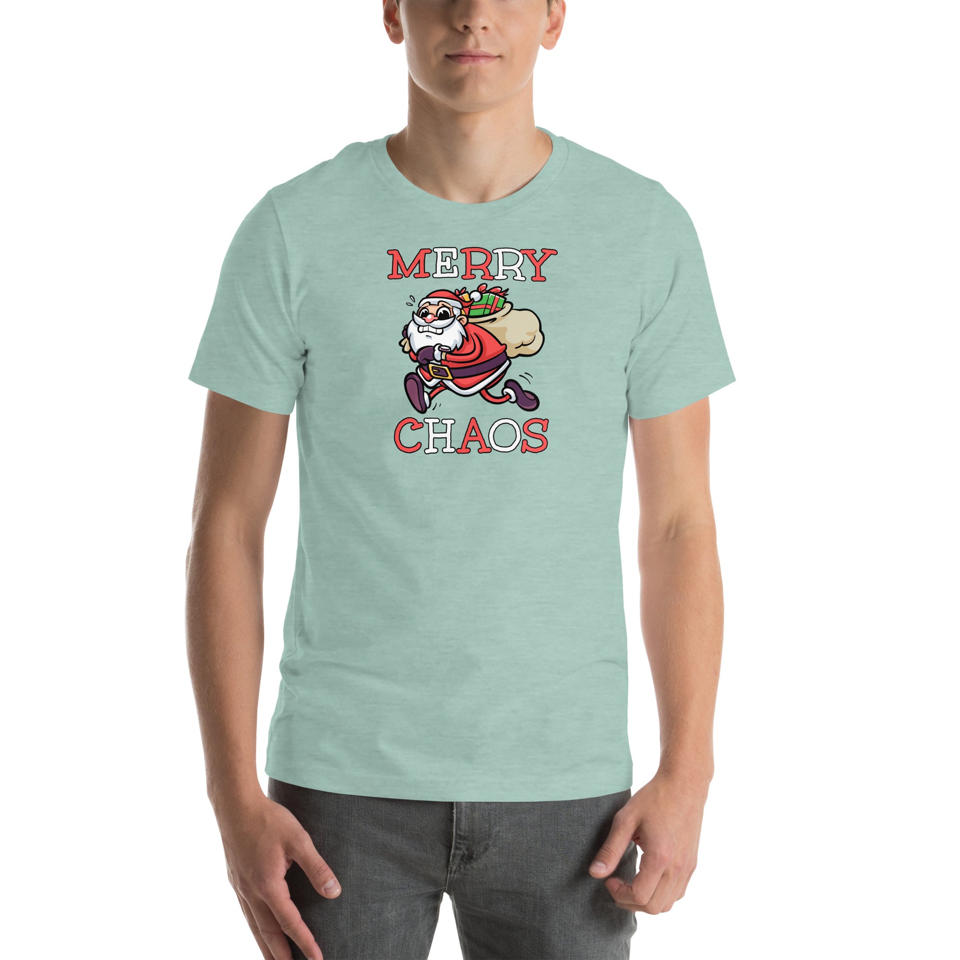 Comfortable holiday t-shirt gift idea - Panicked Santa meme shirt
