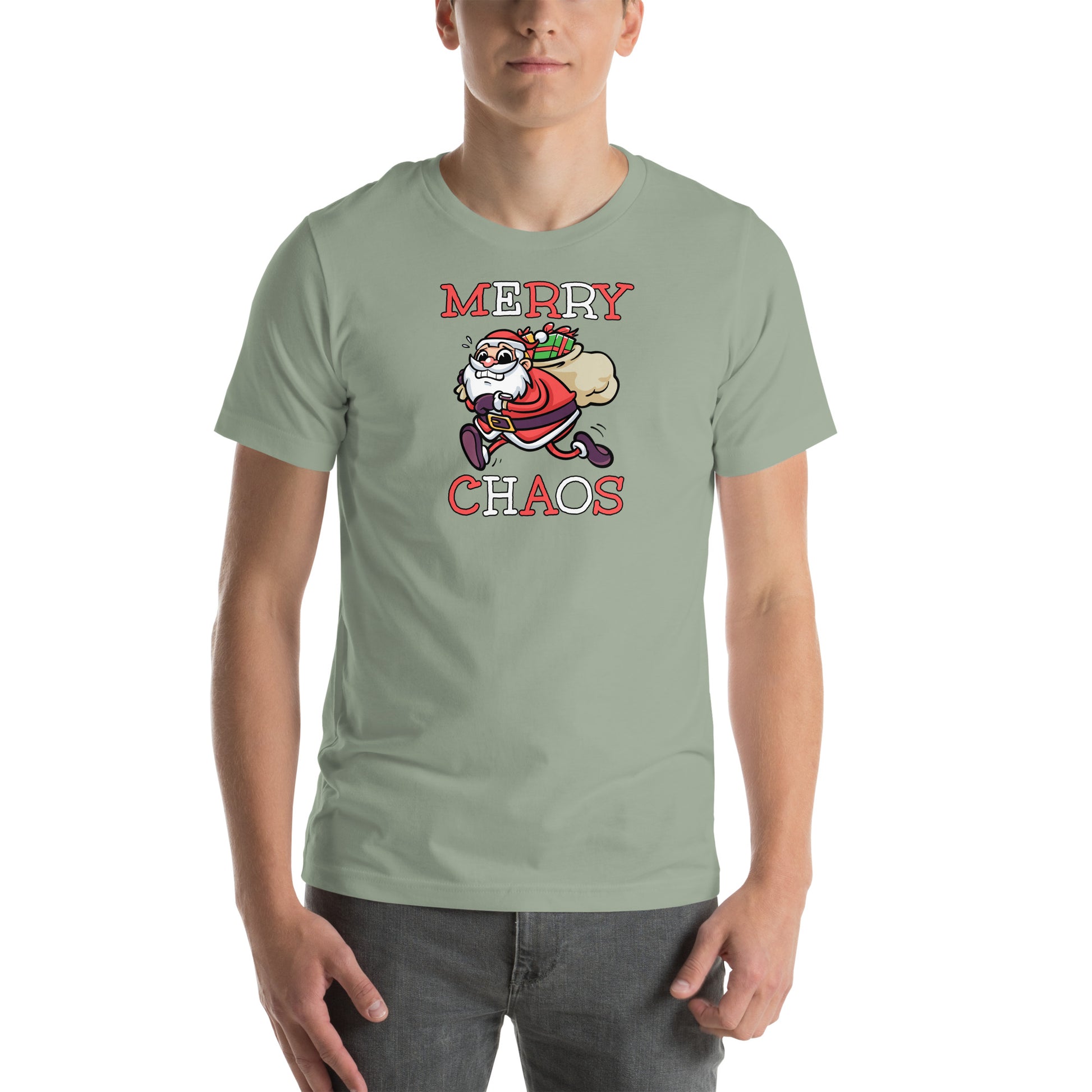 Comfortable holiday t-shirt gift idea - Panicked Santa meme shirt