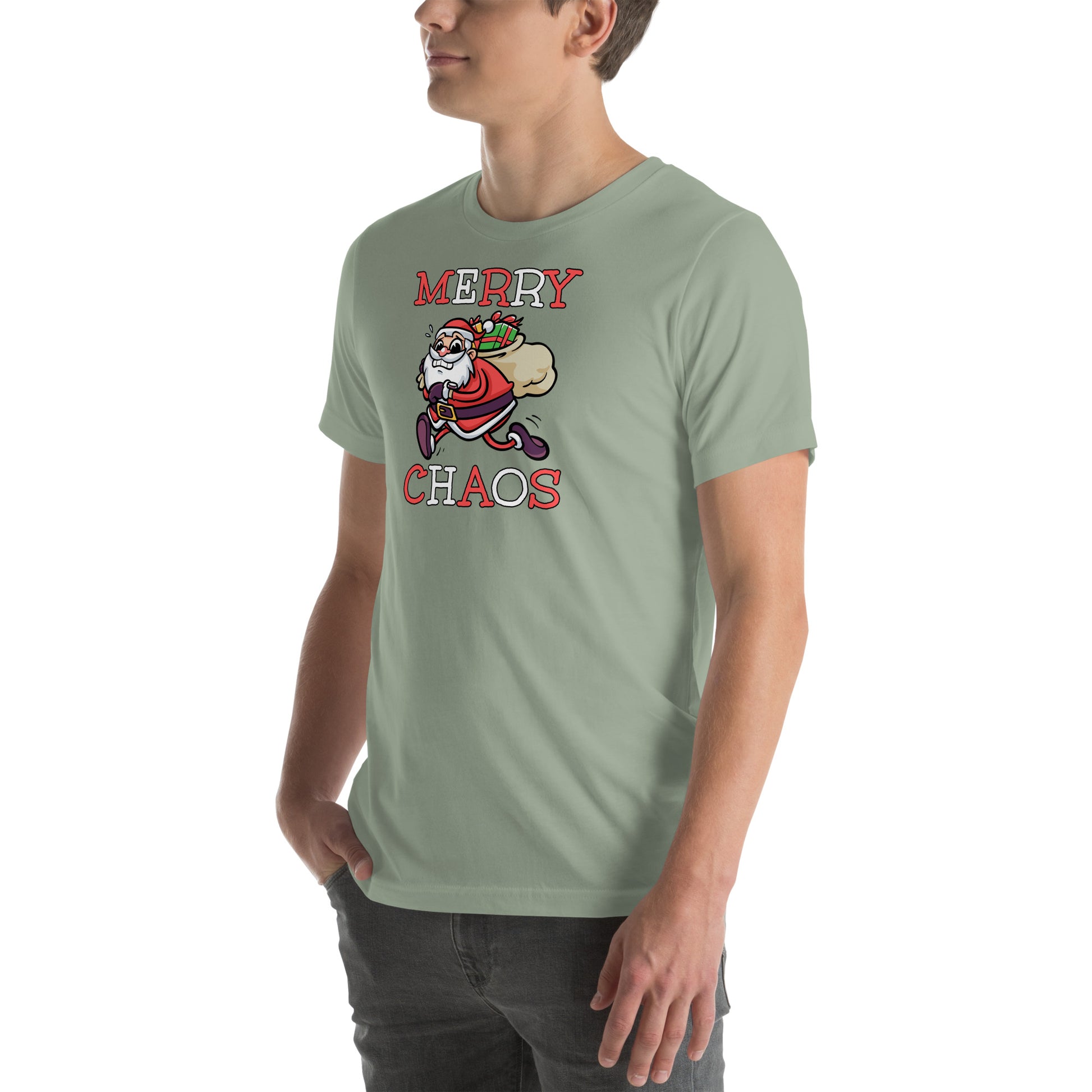 Comfortable holiday t-shirt gift idea - Panicked Santa meme shirt