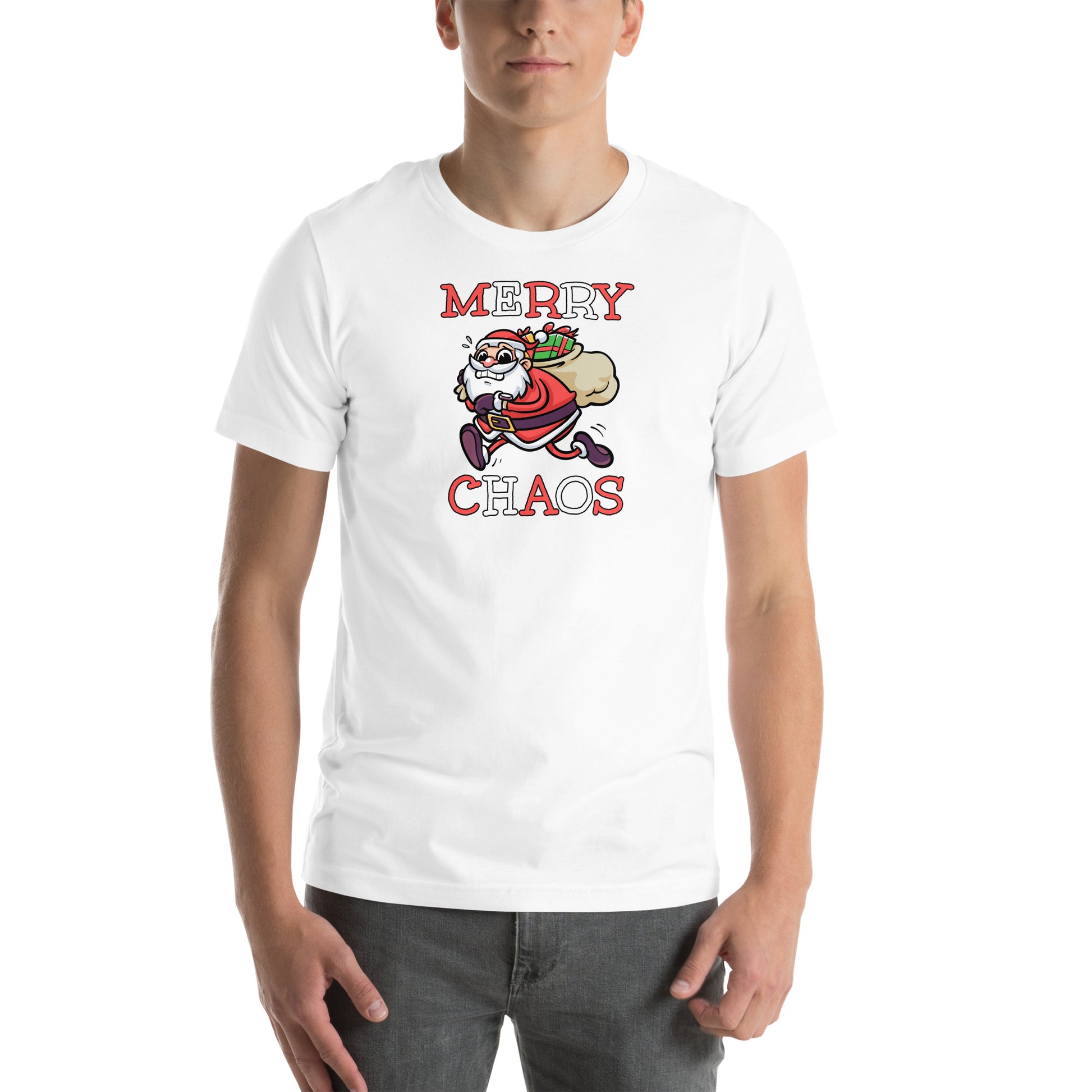 Comfortable holiday t-shirt gift idea - Panicked Santa meme shirt