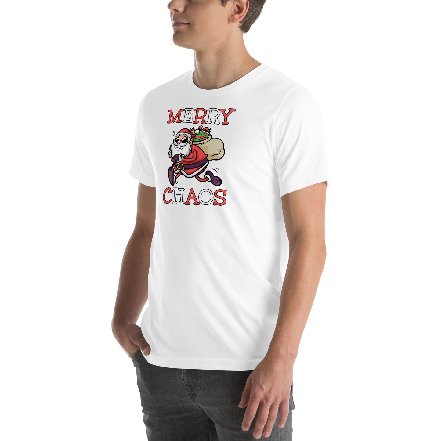 Comfortable holiday t-shirt gift idea - Panicked Santa meme shirt